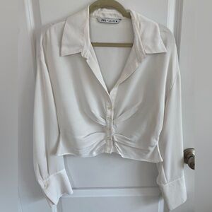 Zara Cropped Button Up Shirt